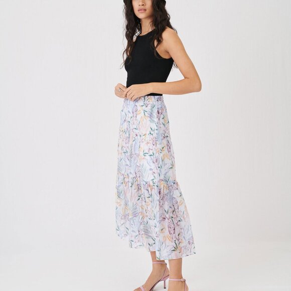 Maje printed voile crinkle-effect floral skirt - Picture 3 of 8